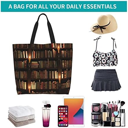 Портретно стая MAZBIT, библиотека, дамски модни пазарска чанта на рамото си голям капацитет - чанта за ежедневно пазаруване