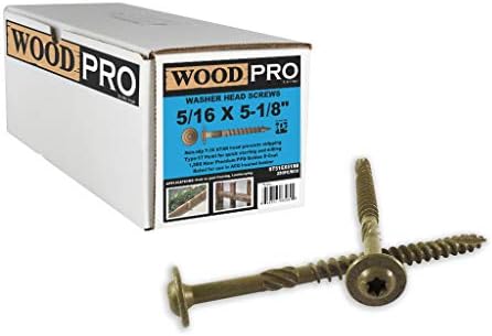 Крепежни елементи WoodPro ST516X518B Външни Винтове за дърво с кръгла шайба размер 5/16 инча с 5-1/8 инча, 250 броя в опаковка