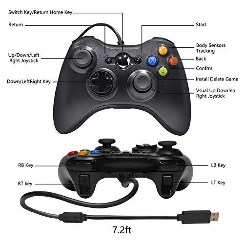 Жичен контролер Medvoe за Xbox 360, 7,2-Подножието на USB джойстик с кабелен геймпадом, игри с дистанционно