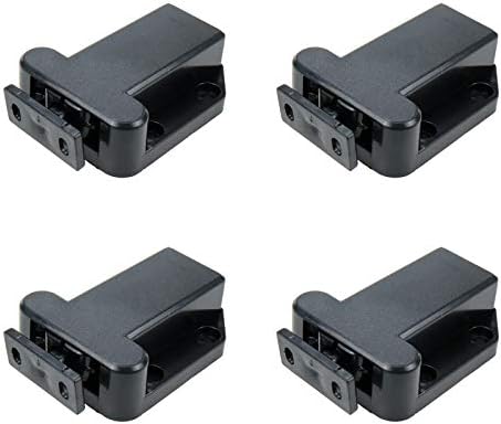 Sscon 4 опаковки Немагнитни Сензорни Ключалки за шкафове Пластмасов Чекмеджето С Автоматична Функция всплывания Заключване за Шкафове, Черен, с винтове