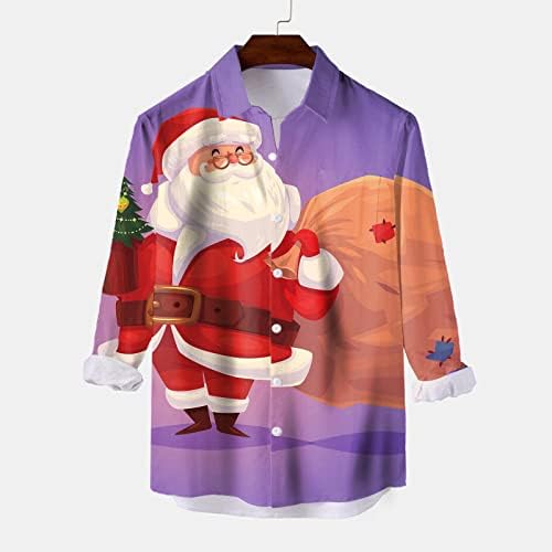 WOCACHI Мъжки Коледа Риза С Къс ръкав, Страхотни Ризи с Копчета, Вечерни Ризи Алоха, Хавайски Ризи с Принтом