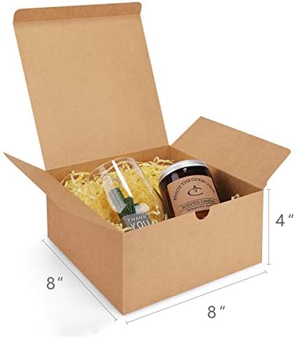 Eupako Кафяви Кутии Подарък 8x8x4 20 Опаковки, Подаръчни Кутии от крафт-хартия с Капак за Сделки с Шаферките, Сватба, Рожден