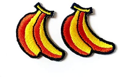 Комплект от 2 бр. Мини-Жълт Банан Плод, пришитый желязо към Бродирани Аппликационной Нашивке