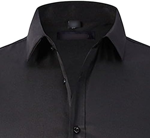 DGHM-JLMY Мъжки Модни Тънка Однотонная Риза с дълъг ръкав, Бизнес Еластична Модельная Риза С Квадратна яка