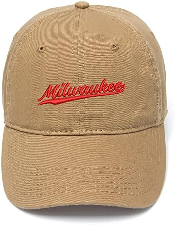 Мъжки шапки Milwaukee City - WI Бродирани Папина Шапка От Промит памук