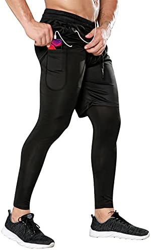 Odoland 2 Опаковки Мъжки Компрессионных Панталони за джогинг, бързо съхнещи Спортни Панталони за тренировки