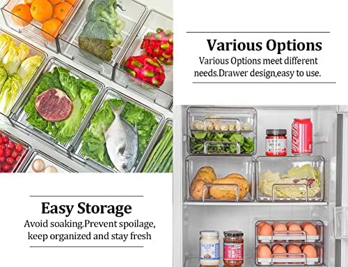 YouLike 2 опаковки, Штабелируемые Задълбочени Кутии за хладилник, шкафове, Прозрачна Кутия-Органайзер за Хладилник с Сливным