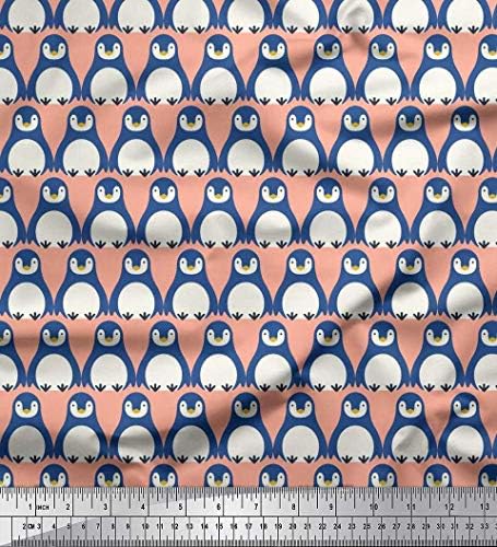 Плат от futon трикотаж Soimoi, декорация във формата на пингвин и океана, кърпа с принтом ширина 58 см