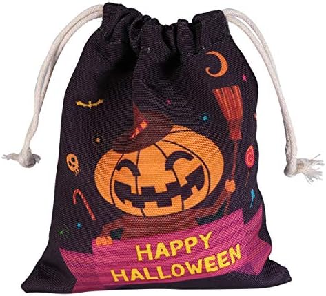 Подаръчни пакети STOBOK на съвсем малък, 3 бр., Холщовые чанти с надпис Happy Halloween & Trick or Treat, Чанти с шоколадови