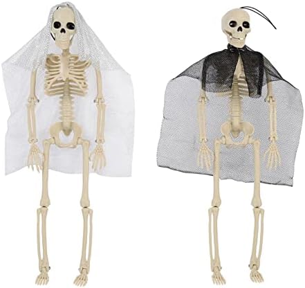 Homoyoyo 2 бр. Скелети на Хелоуин Череп на Булката и Младоженеца, Пълно Тяло, Реалистичен Изкуствен Човешки Скелет с Подвижни Стави за Парти в чест на Хелоуин, от Духове ?
