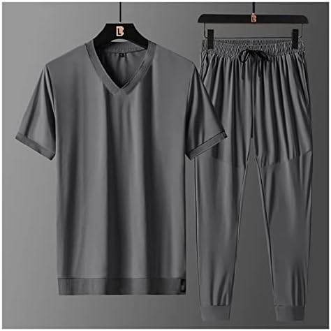 FEER Лятна Мъжка Тениска, къси Панталони, Спортни дрехи Големи размери от две части За мъже (Цвят: D, Размер: XXL Код)