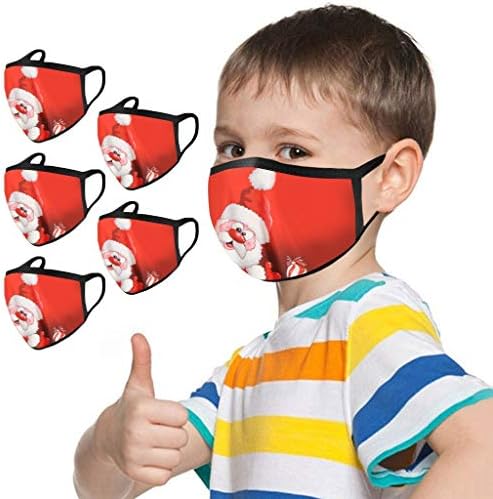 PENATE 5 бр., Детски Маска за лице с Коледните принтом, за Многократна употреба, покриващи лицето, Почистваща Маска за Лице
