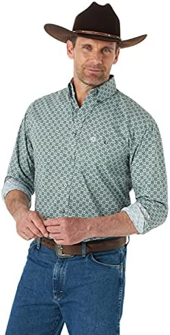 Мъжки тканая риза Wrangler Джордж Стрейт с един джоб на копчета и Дълъг ръкав копчета