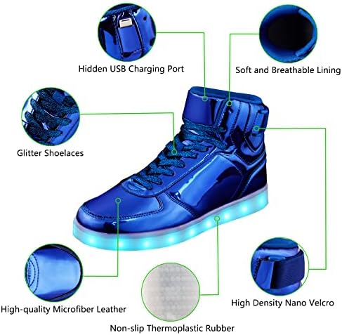DIYJTS Унисекс, Обувки с led подсветка, Модни Високи Маратонки с led Подсветка, USB Акумулаторна Светещ Обувки