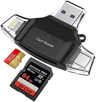 Смарт притурка на BoxWave, който е съвместим с U8860 Honor (смарт притурка от BoxWave) - Устройство за четене на SD карти AllReader, четец за карти microSD, SD, Compact USB за U8860 Honor - Черно jet black