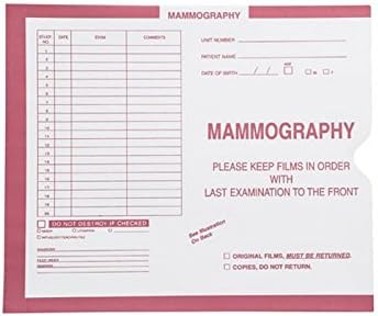 Мамография, Розова №190 - Втулки категория, Системата II, Открит край - 10-1/2 x 12-1/2 (кутия 250 броя)