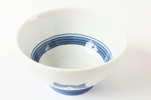 Прибори Mino Японската Керамична Купа за ориз с Пет Кошачьими Мордочками Бяло и синьо на цвят произведено в Япония