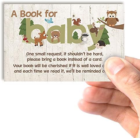 Картички Woodland Forest Animals Донеси ми една книга за детската душа, 20 карти 2,5 на 4 инча с двустранна вложки от AmandaCreation, покани гостите си да донесе книга за бебето