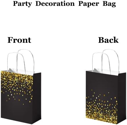 Gerbana, 16 бр., златисто-черни хартиени торбички с дръжка, за парти по случай рожден ден, за младоженци, за декорация