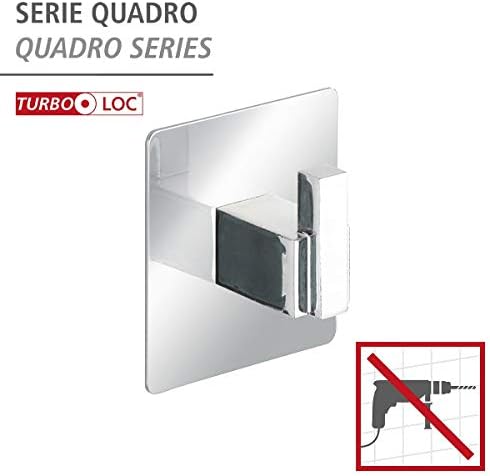 Стенен куки WENKO Turbo-Loc® Uno Quadro от неръждаема стомана - Пробиване не се изисква, Неръждаема стомана, 6,5 x 6,5