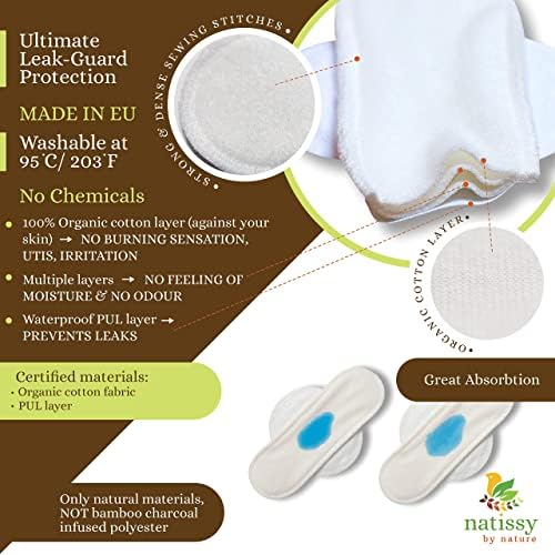 Тъканни уплътнения за чорапогащи 7 опаковки (Среден размер) от органичен памук за ежедневна употреба и Тъканни уплътнения Менструални