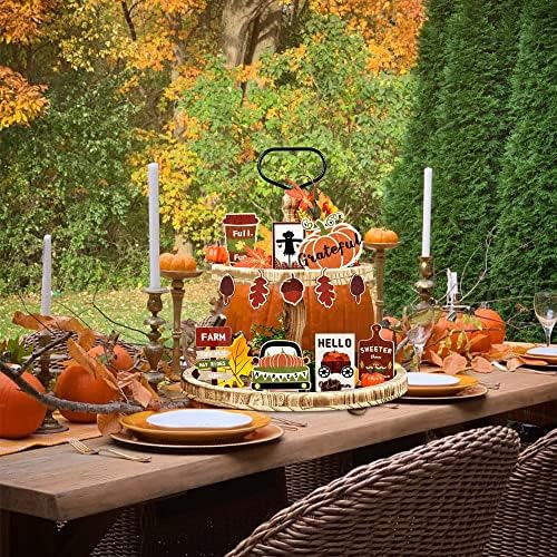 12 бр., есен диференцирани украса за тава, селска тема, тиквени знаци есента на реколтата, окачени декорации за Деня на Благодарността,