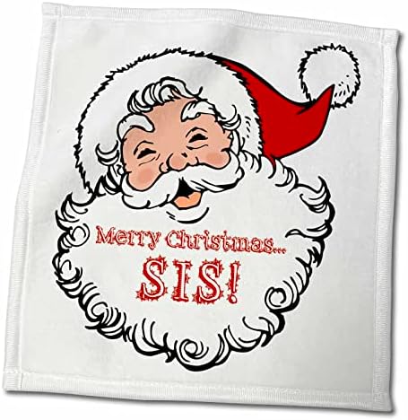 3dRose С Коледа, малка Сестра - Забавен Дизайн си смях дядо коледа - Кърпи (twl-261753-3)