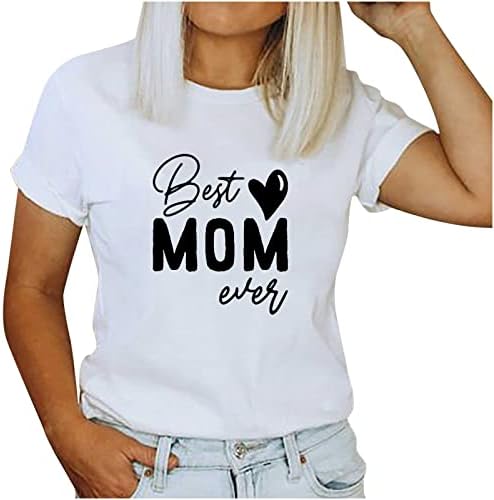 Тениска за Жени с Принтом Ден на Майката в Стил Харадзюку, Дамски Свободна Тениска с Къс Ръкав и Кръгло Деколте, Блуза, Блузи