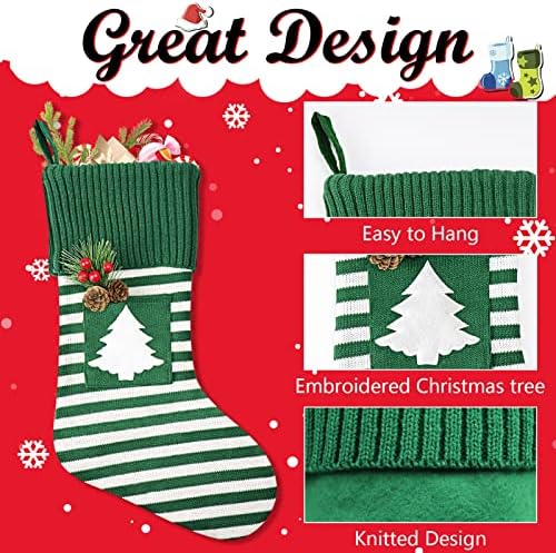 APITOSNO 2 Опаковки Трикотажни Коледни Чорапи, 18 Инча(а)А) Големи Коледни Елхи, Чорапи с Бродерия във формата на Снежинки, Подарък