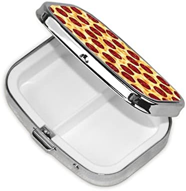 Квадратен Мини-Калъф за хапчета за пица Пеперони с Огледало, Удобни За Пътуване Преносим Компактен Отделение За хапчета