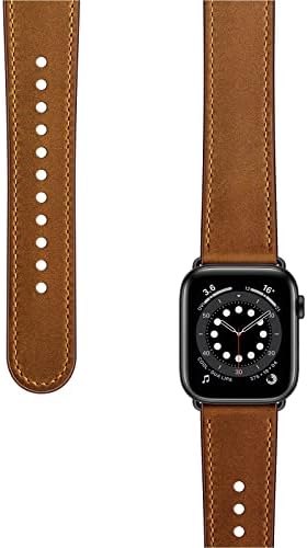 OUHENG Съвместим с Apple Watch Band 49 мм 45 мм 44 мм 42 мм Въжета от Естествена Кожа Ремък за iWatch Ретро Кафяво
