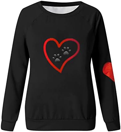 Ризи с Деня на Свети Валентин, Върхове с кръгло деколте, Блузи с дълъг ръкав, Свитшоты с изображение на Сърце Любов, Тениски