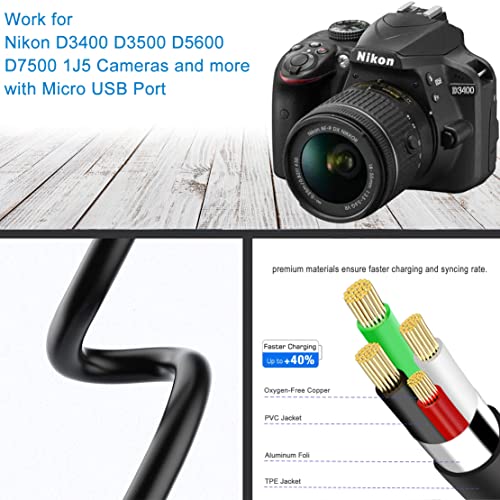 Преносимото USB кабел за камера SCOVEE за цифров огледално-рефлексен фотоапарат Nikon D3400 D3500 D5600 D7500 1J5, Аксесоари за кабел за фотоапарати Nikon, Кабел за зареждане UC-E20, Кабел ?