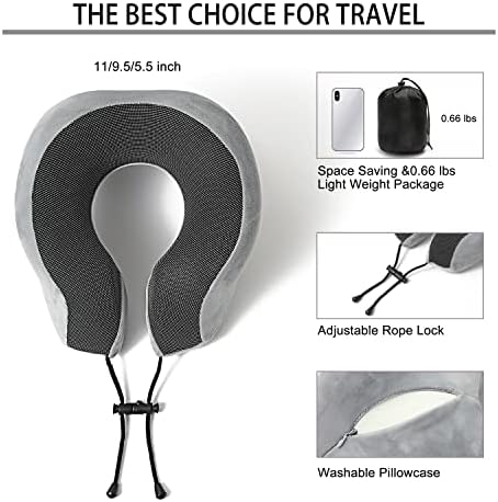 Възглавница за шията от пяна с памет ефект SREOZ за пътуване, Регулируема Възглавница за врата в самолета, вещи от първа
