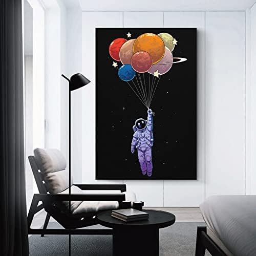 Астронавт в балон с Горещ въздух HAYOY, Забавен Космически Плакат, Пространство, Декор За стаята на Момчетата,