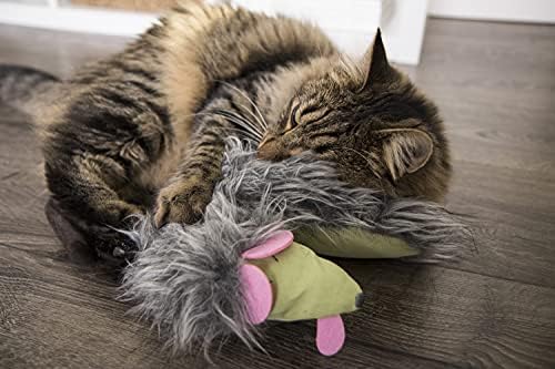 Плюшен играчка за котки SmartyKat Kicked Хващай Бръчка Kicker - Сив, Гигантска за всички размери породи