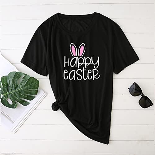 Тениски Happy Easter за Жените, Ежедневно Лятна Риза с Къс ръкав и кръгло Деколте, Базова Риза, Туника, Топ, Свободни