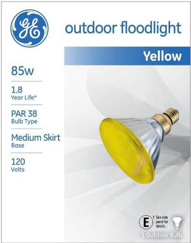 GE Lighting 13473 85-Ваттная Външна Лампа с нажежаема жичка PAR38 Жълт цвят