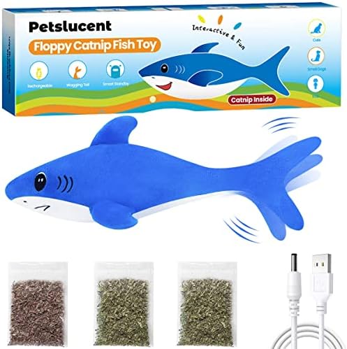 Petslucent Cat Floppy Fish Играчки от коча - Реалистична Куче, Плюхающаяся Акула за Котки, Интерактивна Движат Танцьорка Рибка,