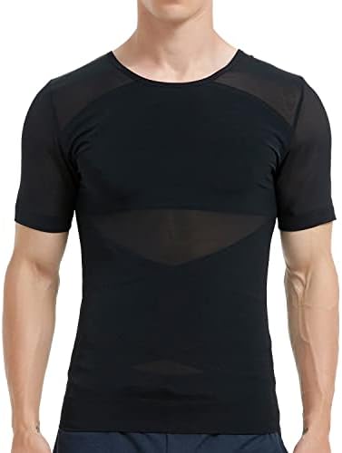 ISUP Мъжка Риза За Отслабване, Отразител на Тялото, Компресиране Риза На гърдите И Корема, Къс Ръкав, Потници