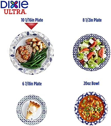 Хартиени чинии Dixie Ultra, 10 броя с размер 1/16 инча, чинии за Еднократна употреба с принтом за вечеря, брой 172