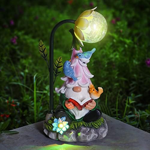 Статуята на Декоративни градински Гноми VASSTNESTAR с Цветни Градиентными Слънчеви led Лампи, Декорация за Двор,