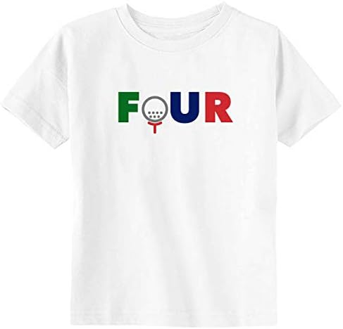 Четири Малки смелите мъже с Топка за голф е Забавна Спортна Тениска за Деца и Младежи на 4-ти Рожден Ден