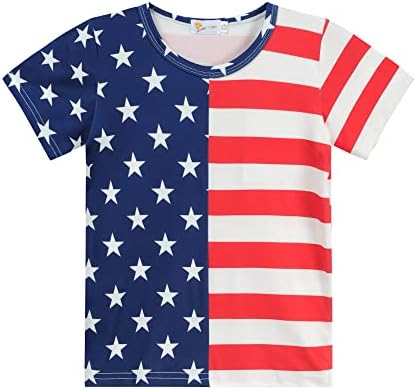 CM-Детска Тениска с американския флаг за малки момчета и Момичета, Тениска на 4 юли, Детски Патриотични Фланелки с къс ръкав