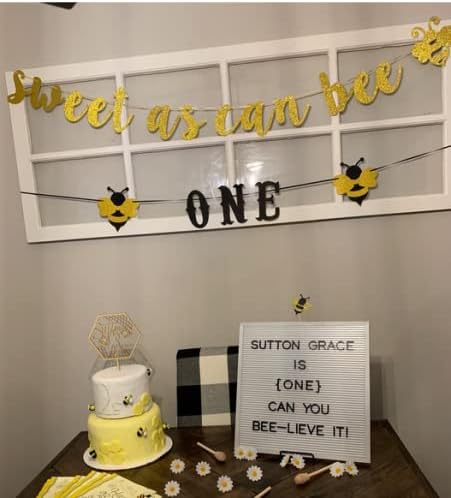 Банер Sweet As Can Bee, Знак за парти в чест на рождения ден на детето Bumble Bee, Украса за партита, Разкрива
