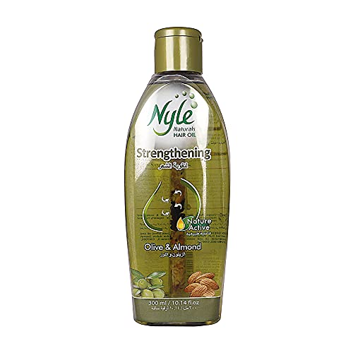 Тонизиращо масло за коса Nyle с натурални екстракти от кокос, маслинови и бадеми (300 мл) (10,14 течни унции)