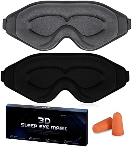 KICHENS 2 бр. Маска за очи за сън, за мъже и жени, 3D Маска за сън с оформяне на чаша и Превръзка на очите, Вдлъбната