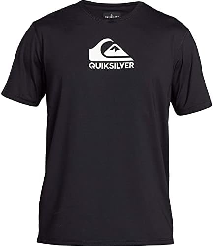 Quiksilver Мъжки Однотонная Риза, за да сърфирате с къс ръкав Rashuguard UPF 50 с защита От Слънцето