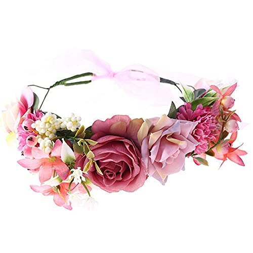 Превръзка на главата с рози и панделка от Ullovit за жени и Момичета, Прическа с цветна Корона във вид на Ореол
