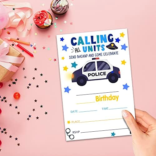 Покани, Картички за рожден Ден, служител на полицията Зодвери - Аксесоари за парти в полицейска кола за деца, момчета